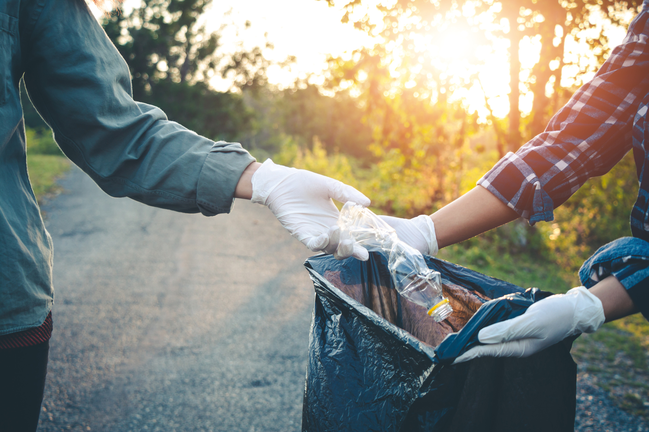 Women volunteer help garbage collection charity environment.